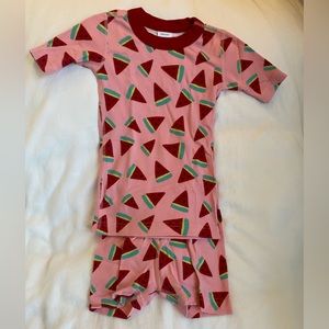 Hanna Andersson shorts/short sleeve pajamas, watermelon print, size 5